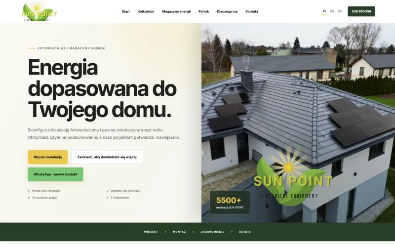 Strona startowa Kalkulator Sun Point